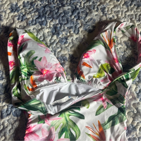 Lauren Ralph Lauren Floral One Piece Swimsuit - Pink and Green - Picture 6 of 7